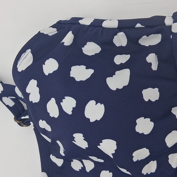 Island Escape Spotted Print Tiered Tankini Top Navy Blue 6 - Picture 3 of 6